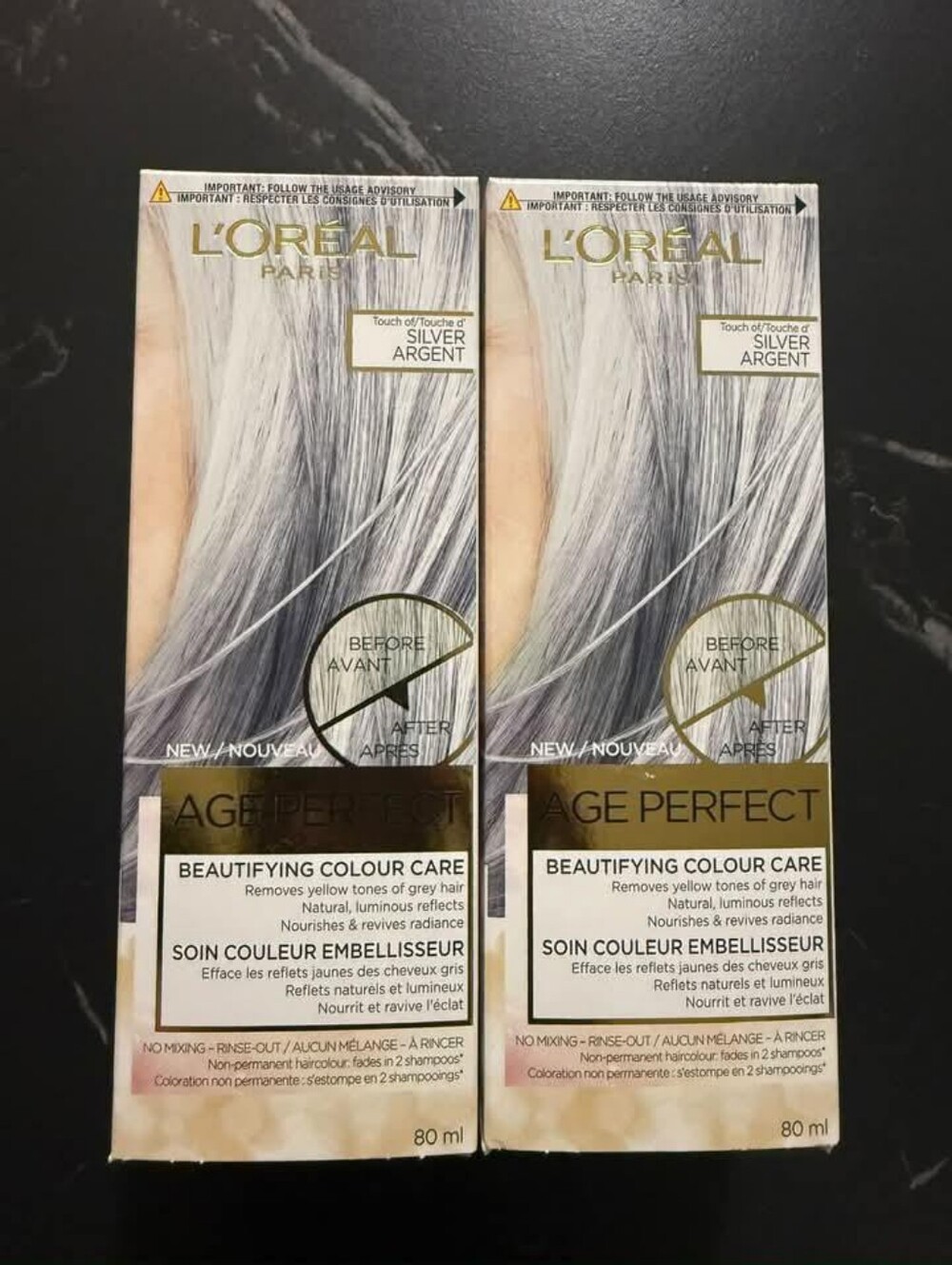 Lof of 2 L'Oreal Age Perfect Beautifying Colour Care - Touch of Silver